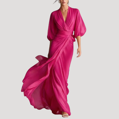 Viviana | Women's Wrap Front Long Sleeve Maxi Dress